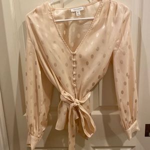 Top shop polka dot satin blouse